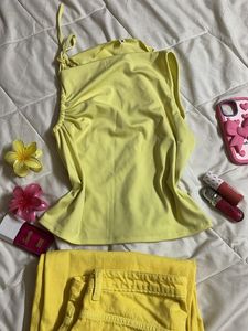 Yellow Top with Tie Detail