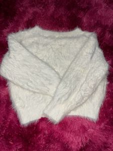 Fluffy White Knit Sweater