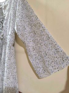 Floral Lace-Up Midi Dress