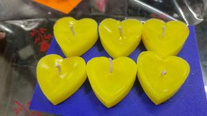 6 Yellow Scented Love Candles Handmade