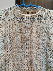 Crochet Top With Straight Georgette Pants