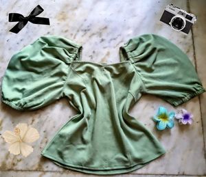 Sage Green Puff Sleeve Top