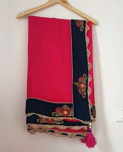 Elegant Pink & Navy Saree