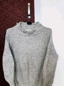 Grey Knit Pullover Sweater
