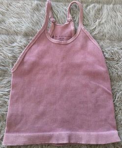 Pink ribbed tank top