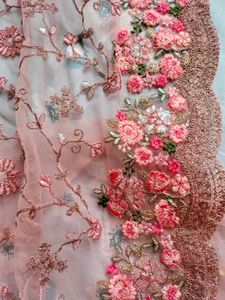 Pink Embroidered Cut Work Bridal Designer Saree