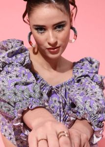 Purple Floral Print Crop Top