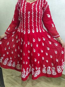 Lucknowi Pattern Embroidered Anarkali Kurta