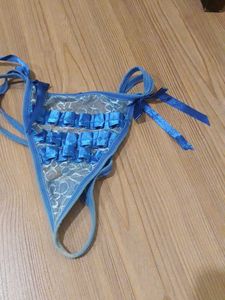 Blue Lace Thong