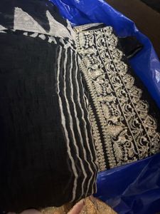 Elegant Black Embroidered Kurta Pant N Dupatta
