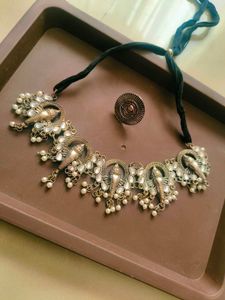 Oxidised Necklace with finger ring