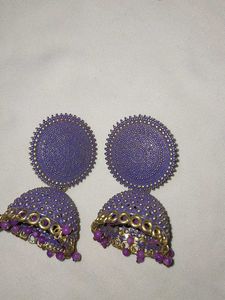 Purple Jhumka Earrings