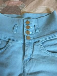 High Waisted Baby Blue Jeans