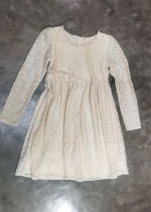 Korean cream lace dress