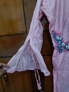 Pink Embroidery Work Kurti