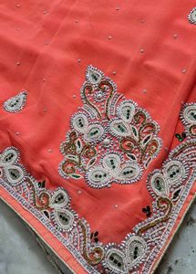 Beautiful Moti Work Saree Woth Blouse 💗