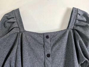 Heathered Square Neck Cute Girl Top