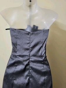 Elegant Gray Strapless Formal Dress
