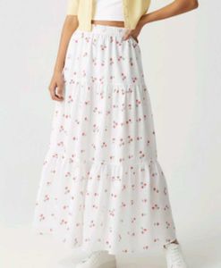 Tiered Cherry Print Skirt