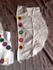 White Blouse With Mirror Work