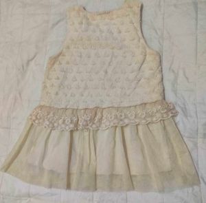 Cream Lace Dress with Flower Detail