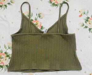 Olive Green Ribbed Tank Top