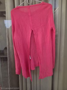 Pink Open Back Long Sleeve Top