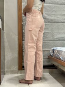 Pink Flare Leg Cargo Pants