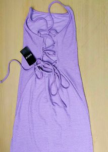 Spaghetti Strap Back Lace-Up Midi Split Dress