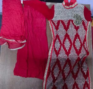Red Embroidered Salwar Kameez Suit