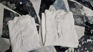 Unisex Casual White Kurta set of 2