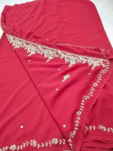 Elegant Red Embroidered Saree