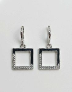 Modern Square Hoop Dangle Earrings