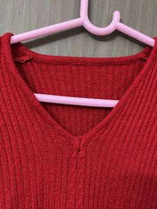 comfy warm woollen Red Knit Top for M &amp;L