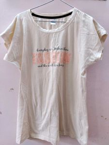 A Slim Cream Colour T- Shirt Casual