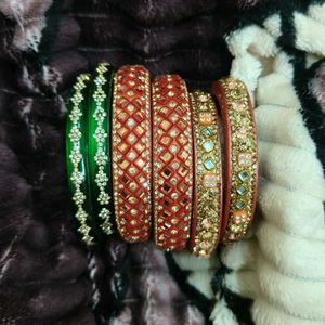 Colorful Lac Bangle Set combo of 3