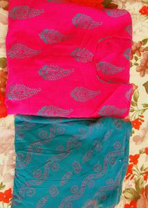 Pink & Teal Printed Fabric Set