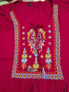 Maroon Embroidered Top