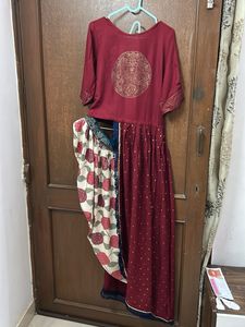 Elegant Maroon Dhoti Style Kurti/ Dress