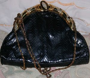 Vintage Rhinestone Snakeskin Clutch