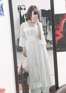 Chinese Summer Style Embroided Hanfu Dress