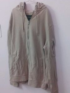 Beige Zip-Up Hoodie