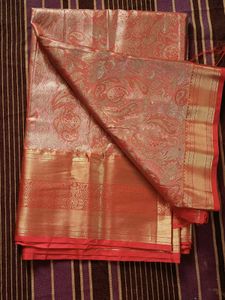 banarsi saree in orange colour 🧡🍊