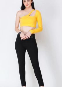 Red One-Sleeve Crop Top