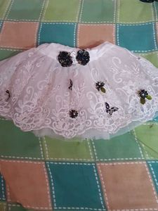 Black Top With White Net Skirt
