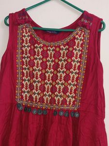Flared Dress/Gown With Embroidery Yoke
