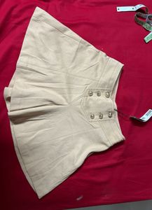 Beige Buttoned Skort