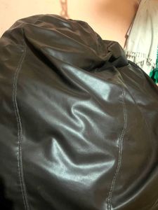 Dark Brown Leather Beanbag Chair