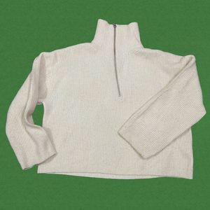 Cream Knit Half-Zip Pullover