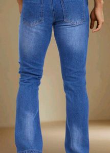 Shein Full Length Mid Wash Fixed Waist Knee Slit J